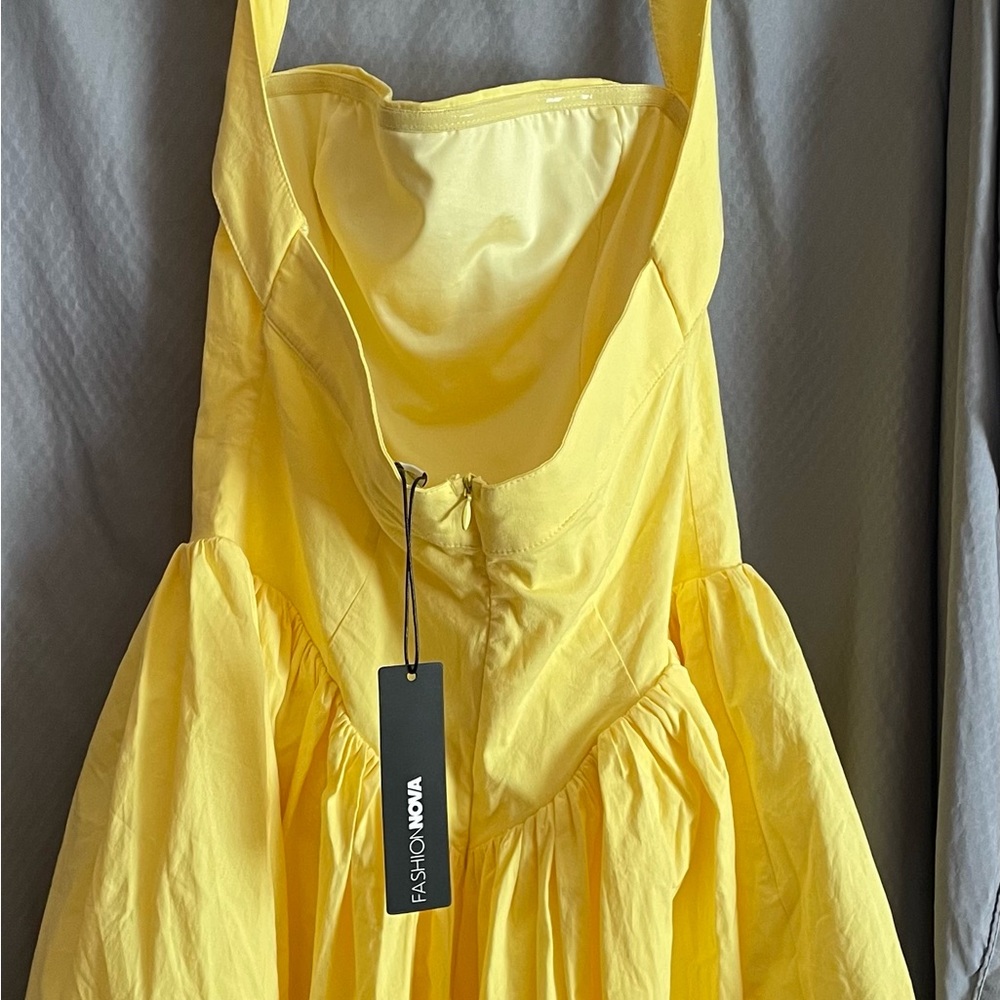 Fashion Nova Bright Yellow Strapless Fit & Flare Dress - Picture 4 of 10